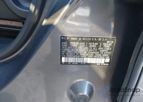 2020 Honda Fit Ex из США, поврежденный, VIN 3HGGK5H83LM716412